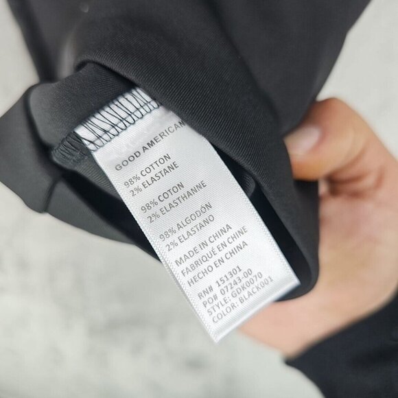 Good American Shift Dress Womens 0 Black Scuba Neoprene Shoulder Pads Mini NWT - Picture 5 of 8